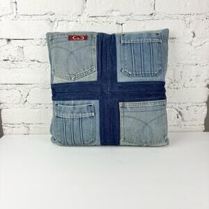Handmade Vintage Denim Patchwork Pillow